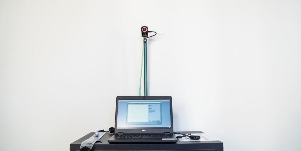 QbTest equipment, including a camera and laptop