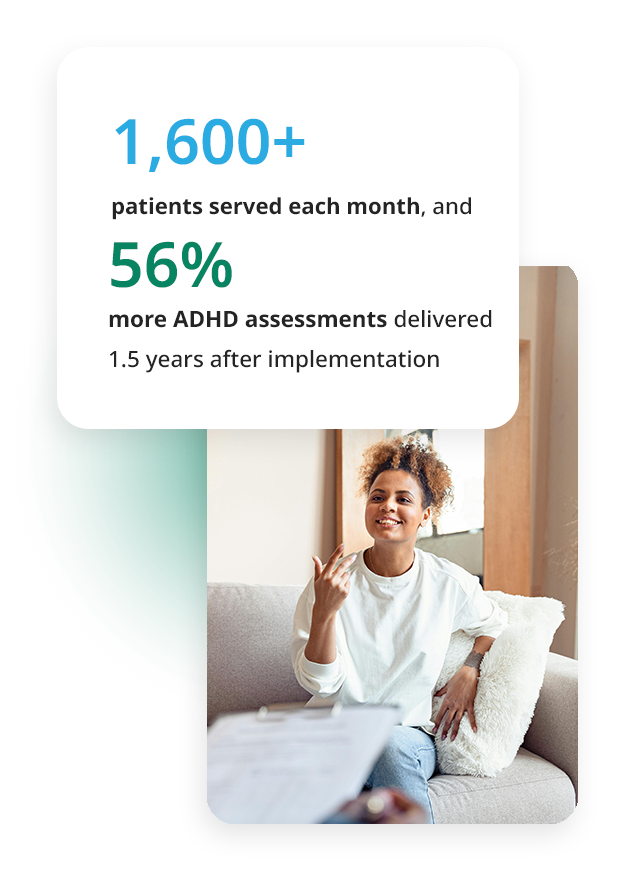 An image depicting that 56% more ADHD tests were conducted as a product of the efficiency gains of using QbCheck