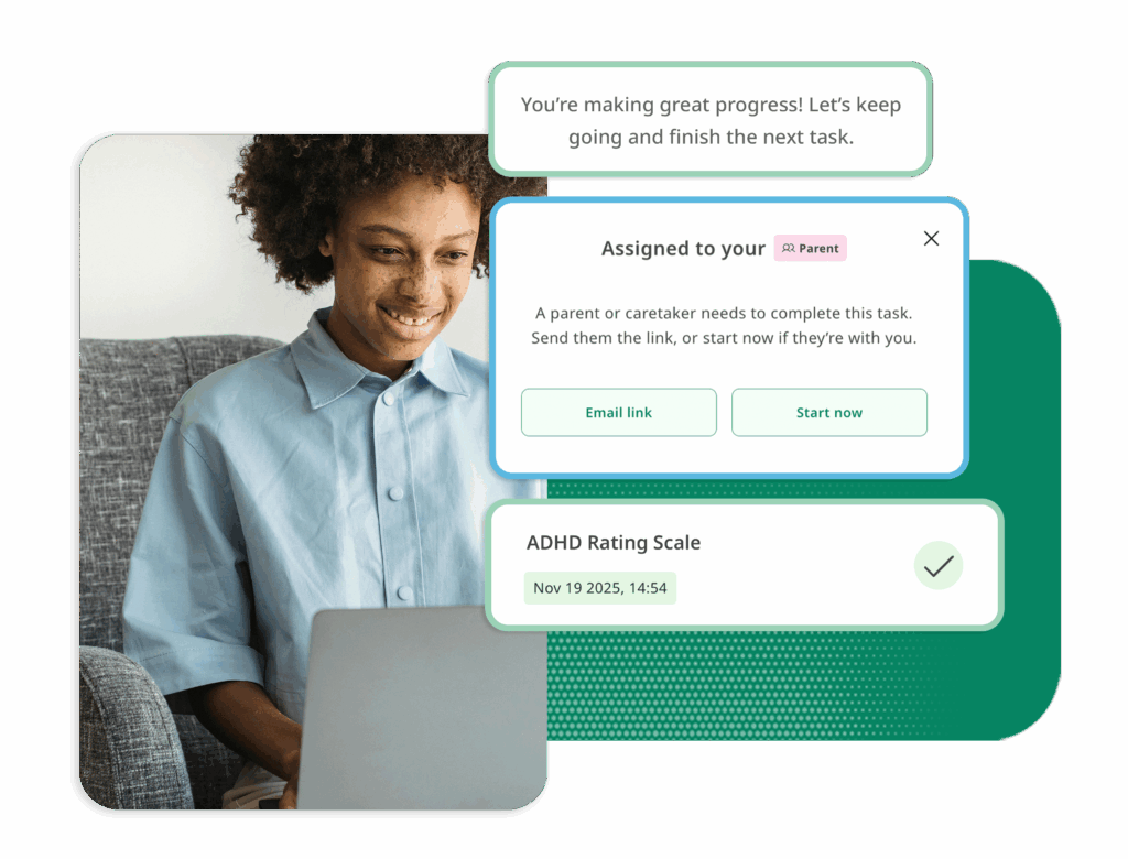 Preview of QbPath, a patient portal to manage tasks, ADHD rating scales and QbCheck tests