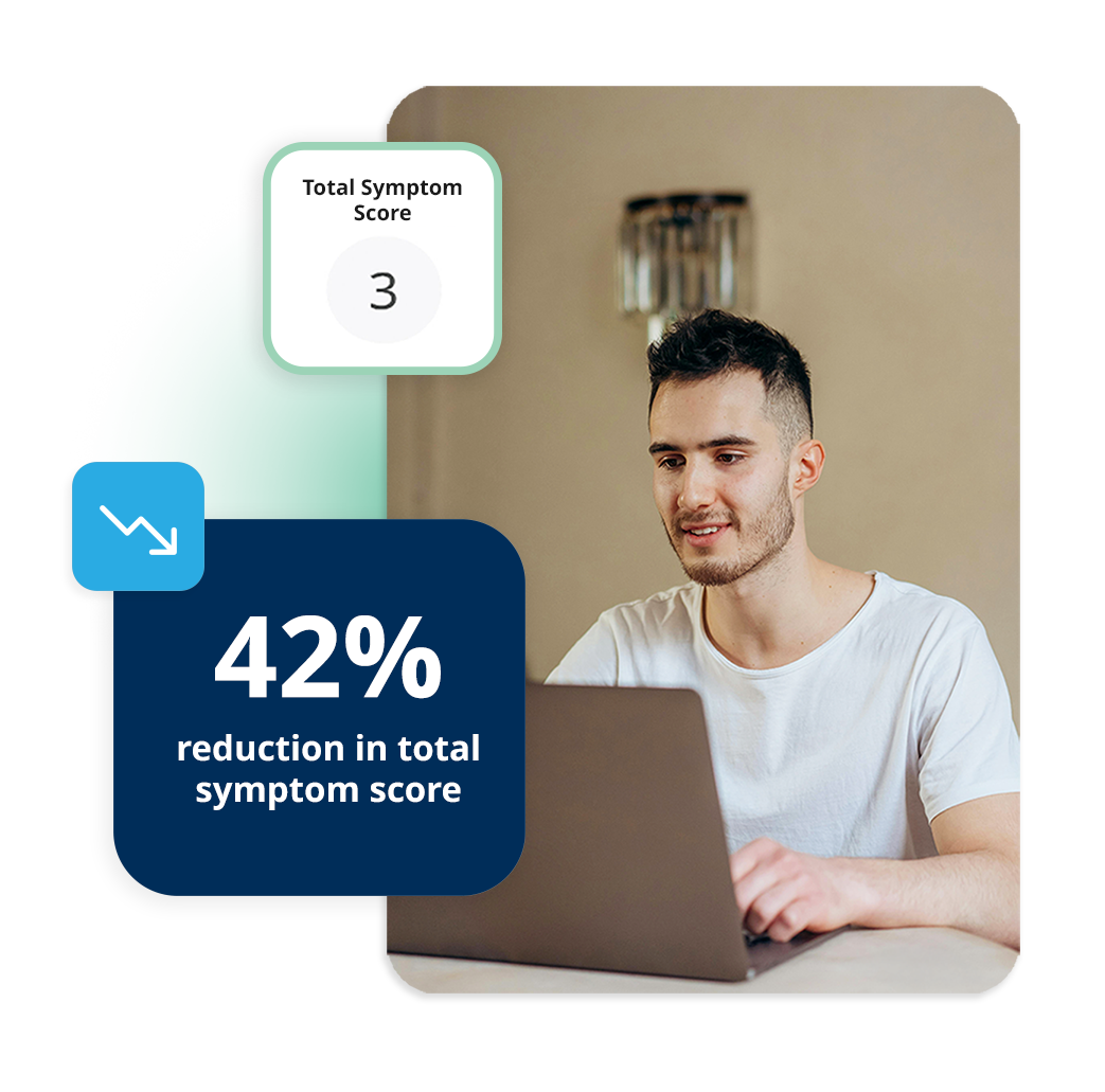 Patient using Qbtech, seeing a reduction in symptom score
